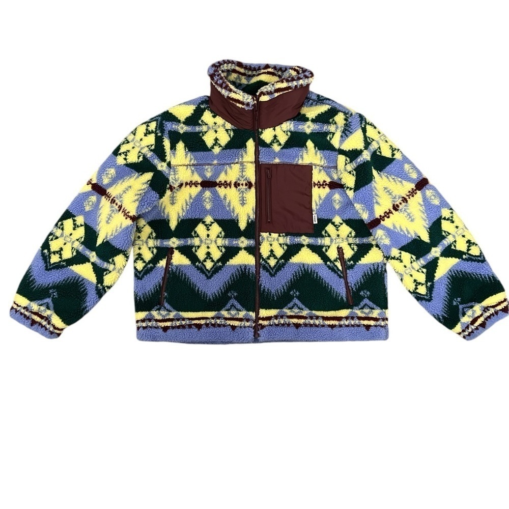 Wrangler Multi Colored Tribal Boho Southern Western Sherpa Fleece Zip Jacket NWT - Picture 13 of 16